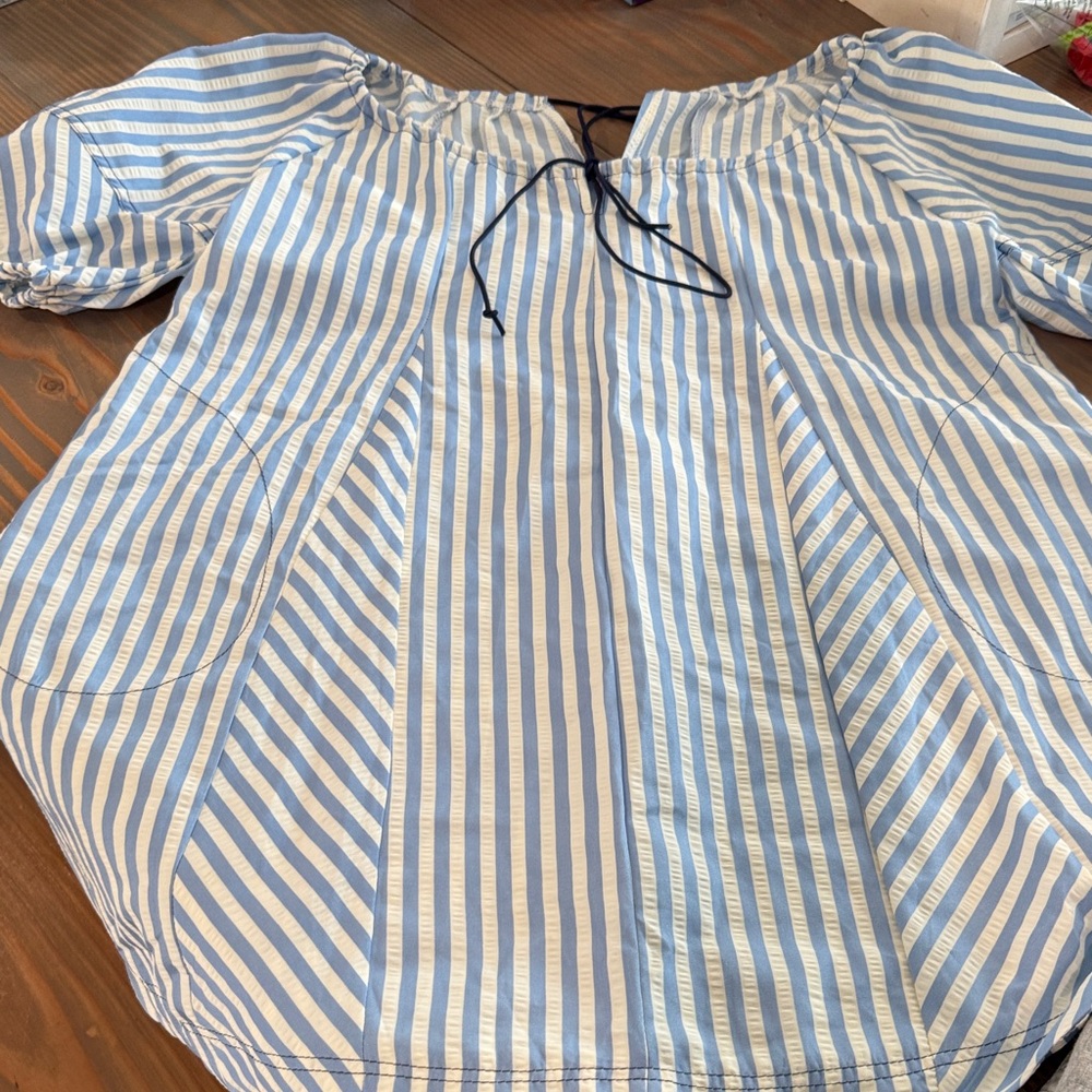 Blue and White Striped Dress